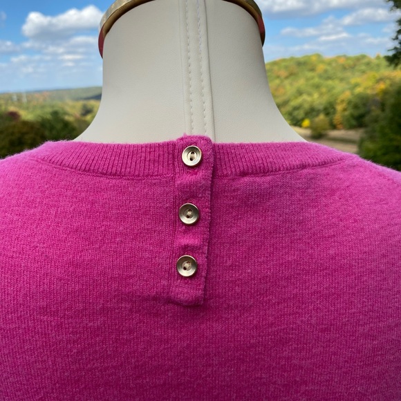TALBOTS Lightweight Pink Wool Sweater Gold Buttons | Size Medium - Picture 13 of 16
